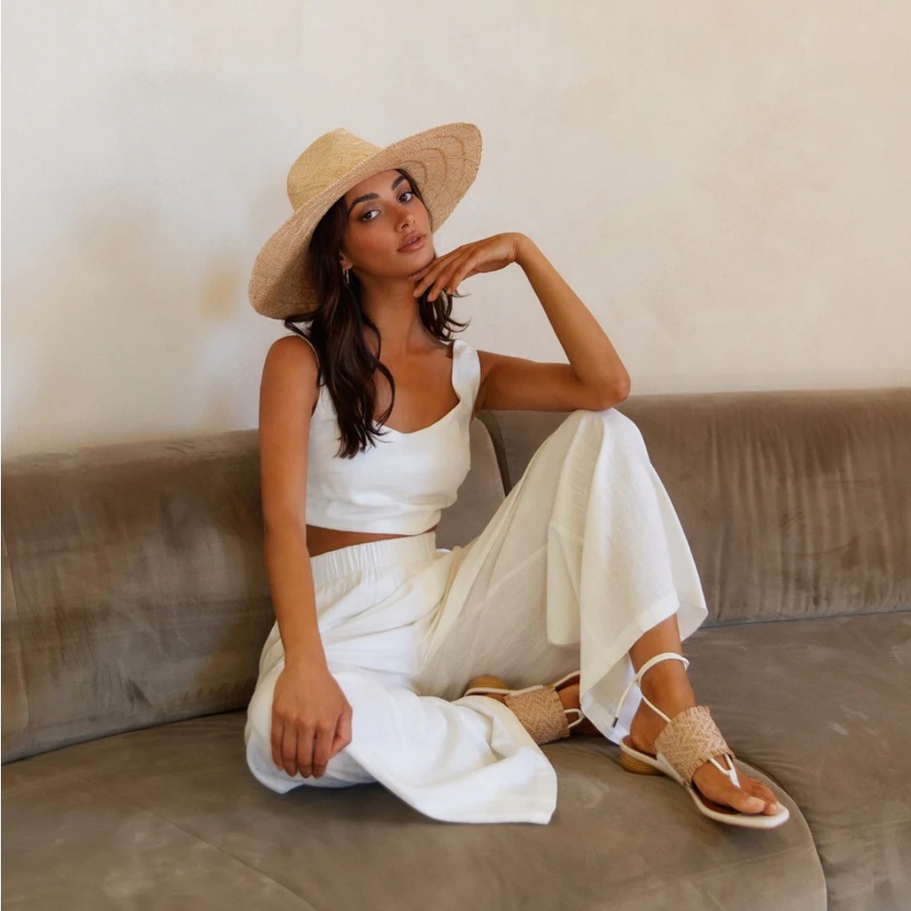 White linen pants-Sweet Horizon Pants White